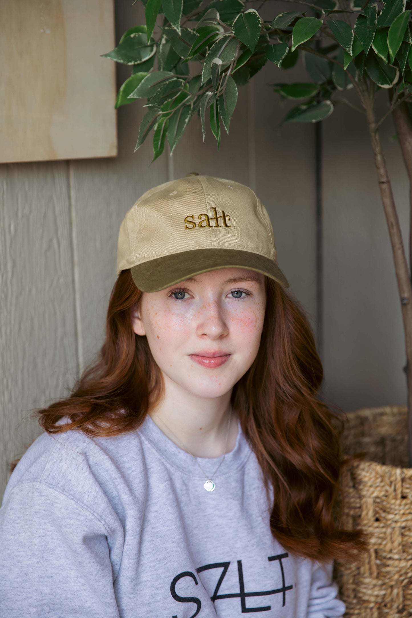 lowercase cap in olive