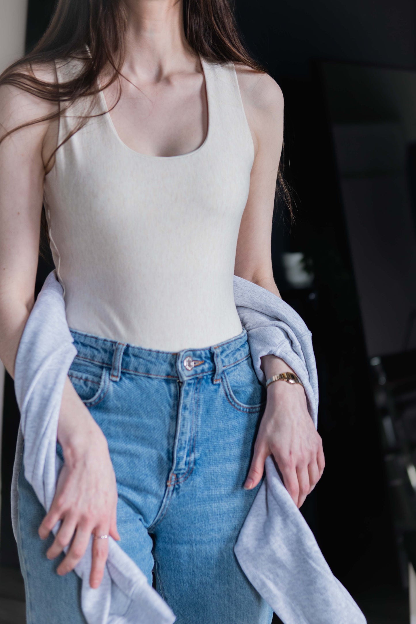 SALTLAB reversible bodysuit in natural heather