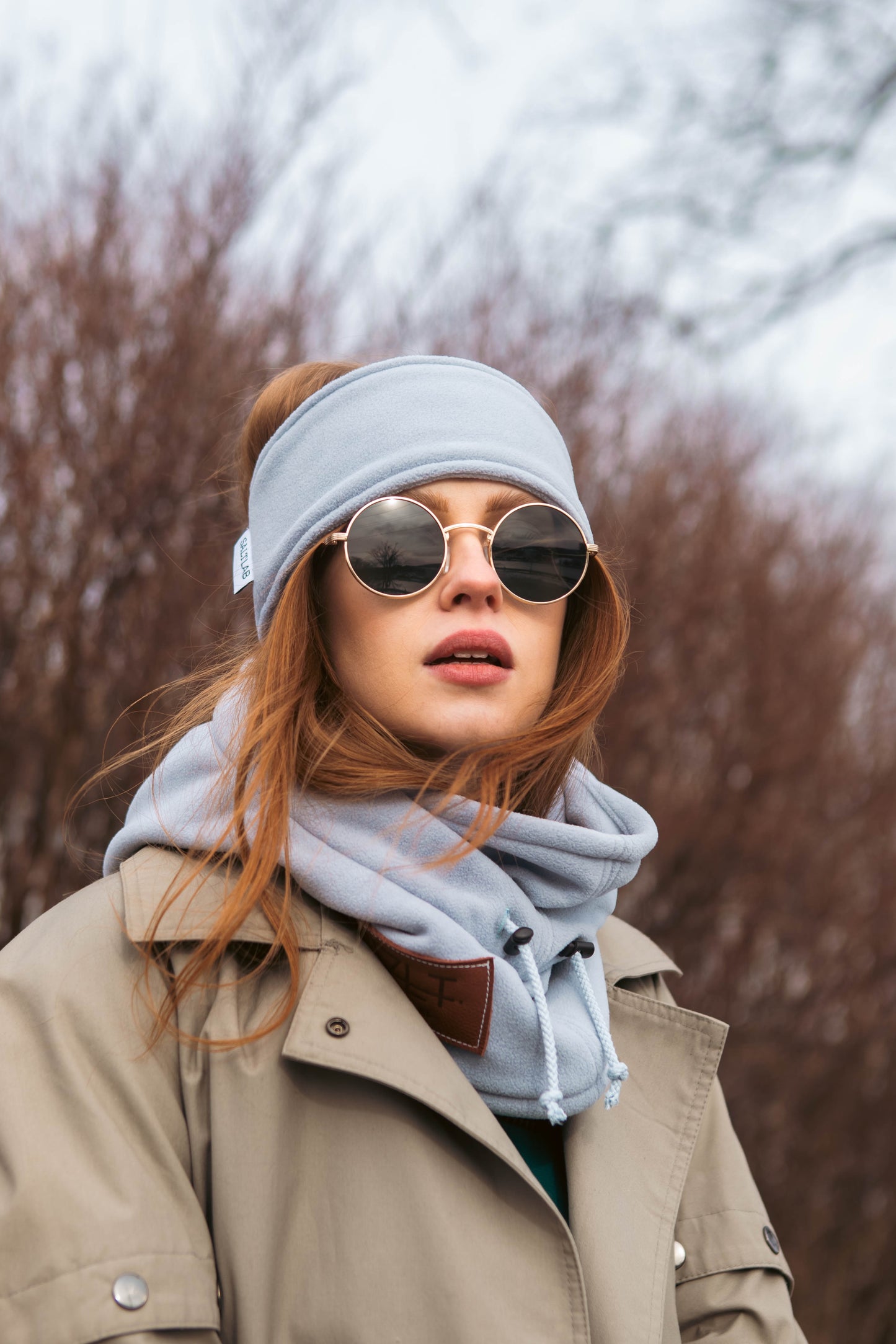 cross-country headband in silver sky