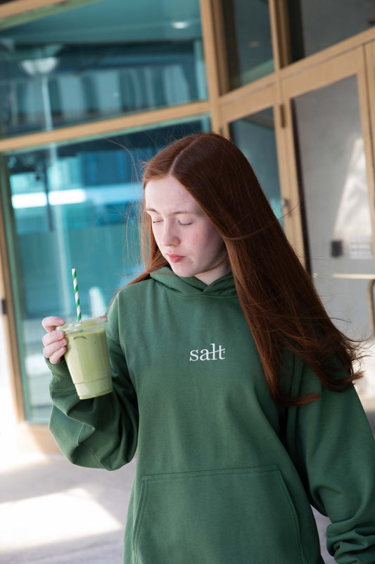 lowercase hoodie in matcha