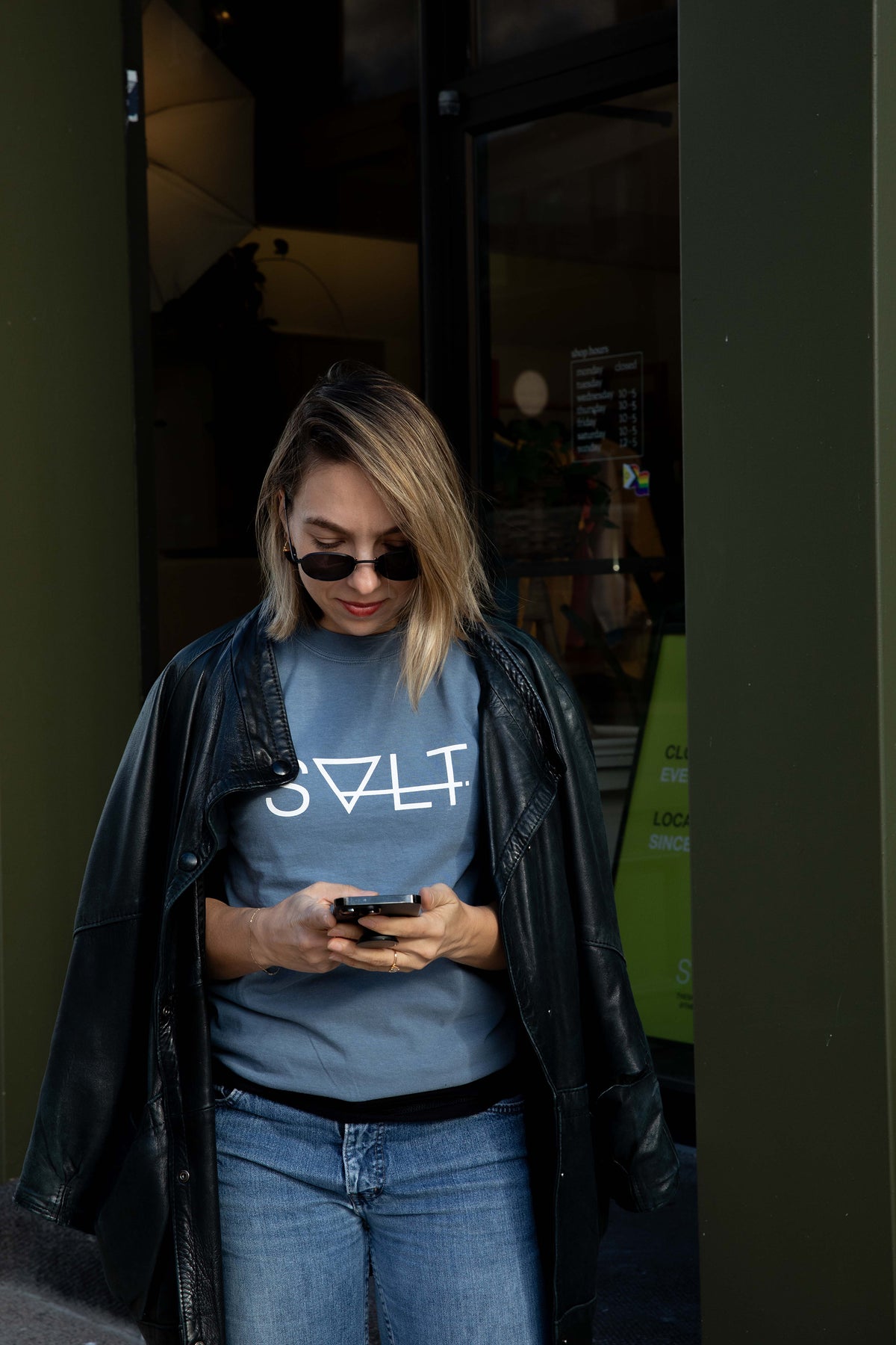 the essential tee in denim blue
