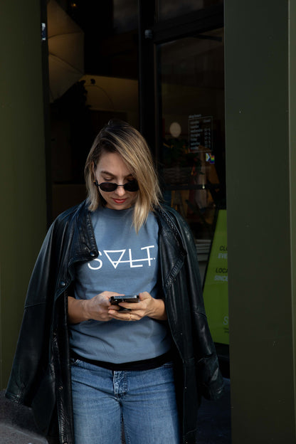 the essential tee in denim blue