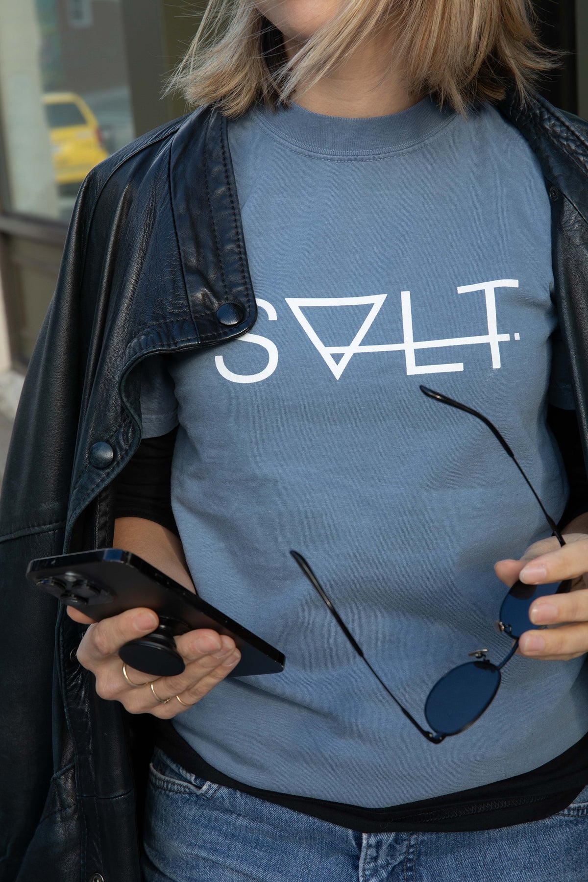the essential tee in denim blue