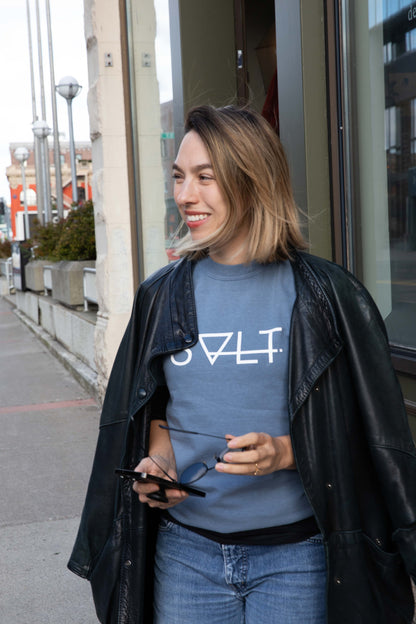 the essential tee in denim blue
