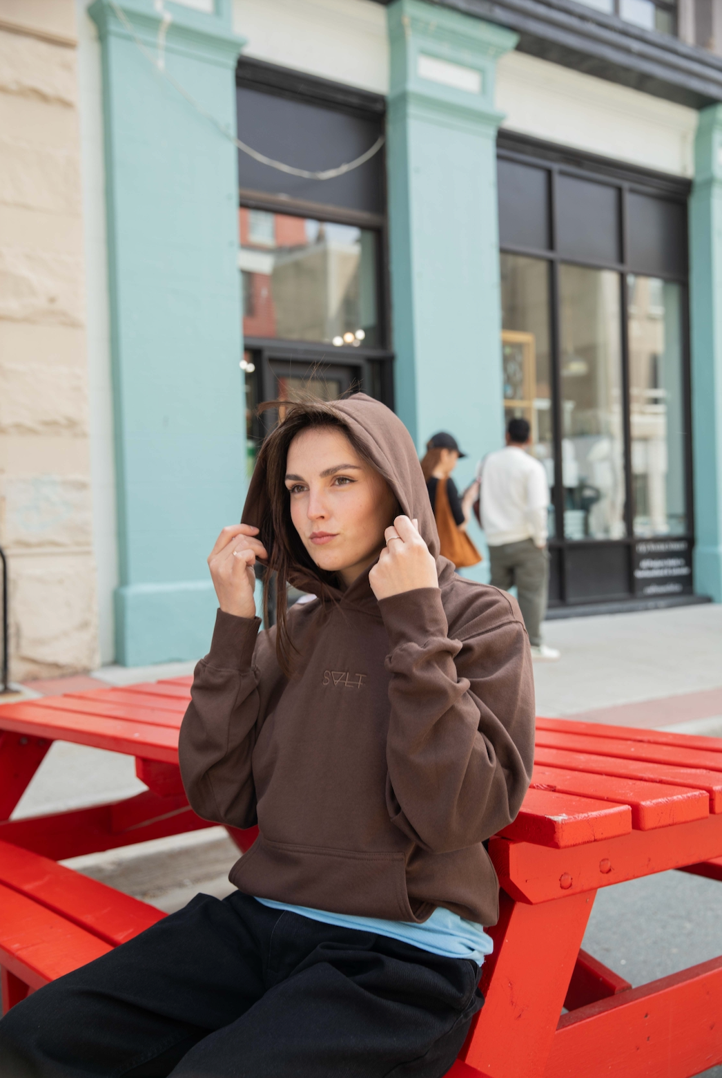 essential hoodie in saddle