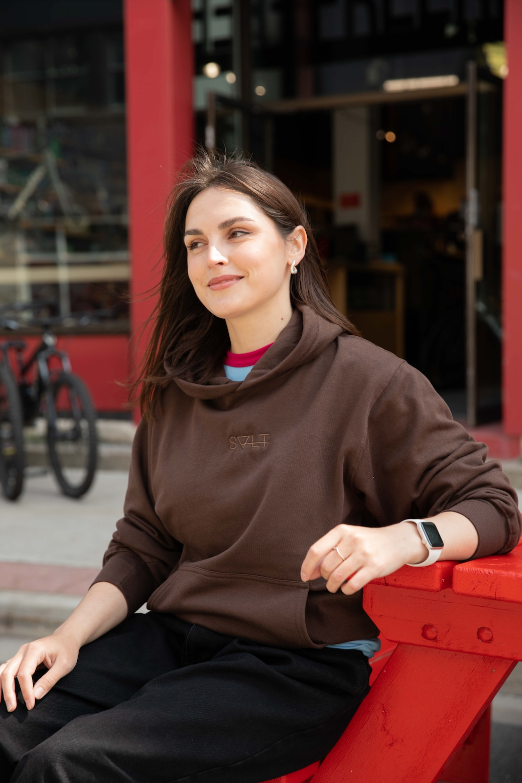 essential hoodie in saddle
