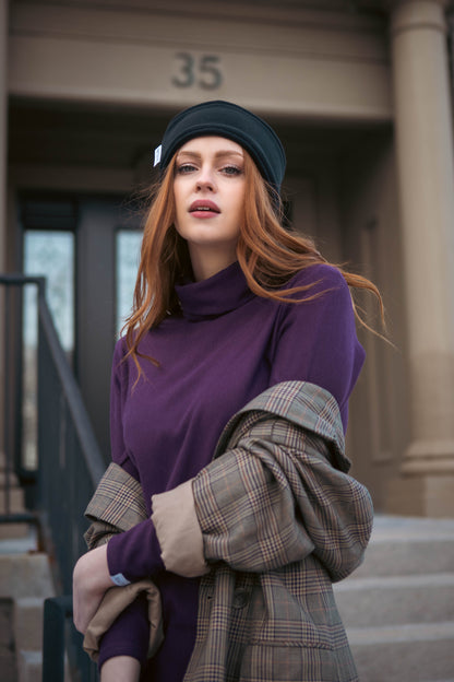 effortless turtleneck in royal amethyst